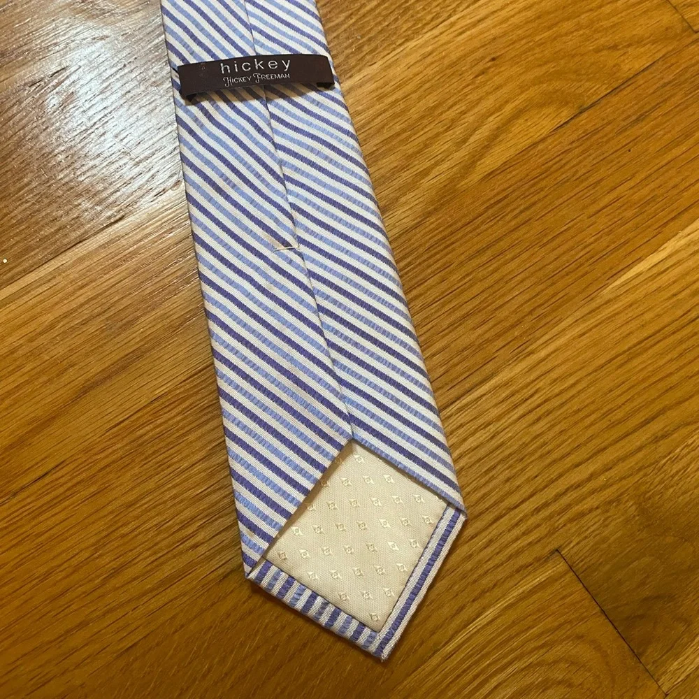 Hickey Freeman Boys Blue Striped Seersucker Tie